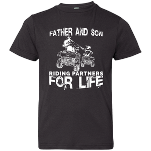 Father And Son ATV Riding Partners For Life Youth T-Shirt - Love Family & Home