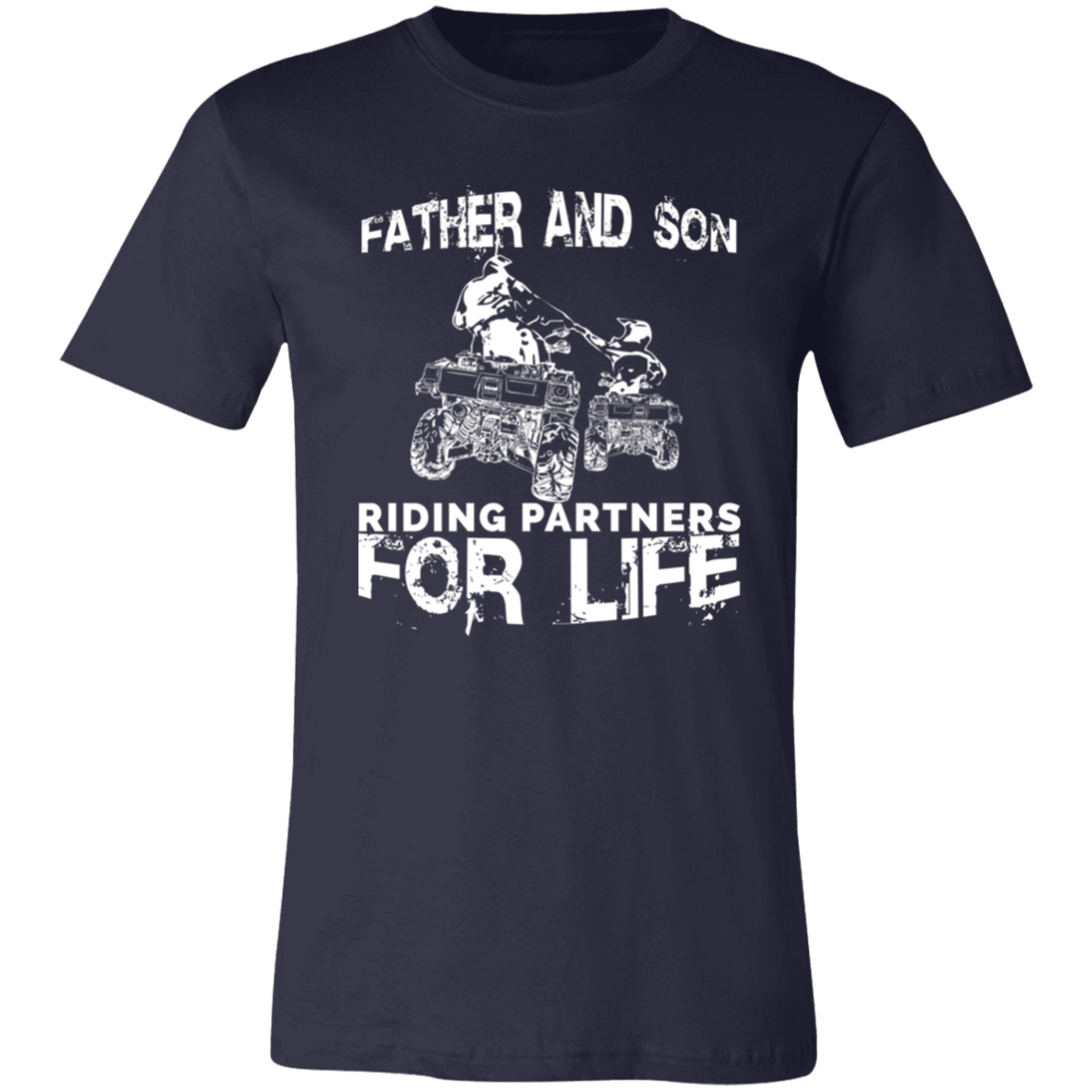 Father And Son ATV Riding Partners For Life Adult T-Shirt Navy