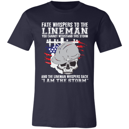 Lineman T-Shirt, Fate Whispers To The Lineman Navy