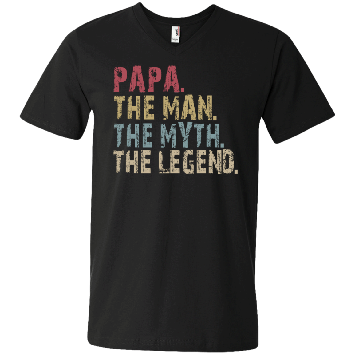 PAPA The Man The Myth The Legend V-Neck T-Shirt Black