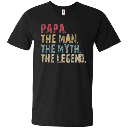 PAPA The Man The Myth The Legend V-Neck T-Shirt Black