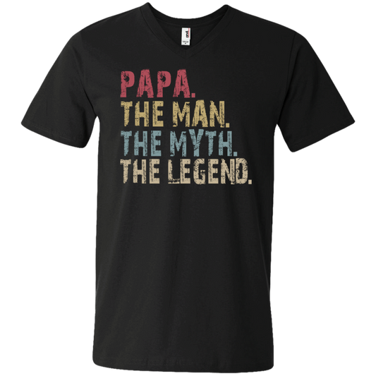 PAPA The Man The Myth The Legend V-Neck T-Shirt Black