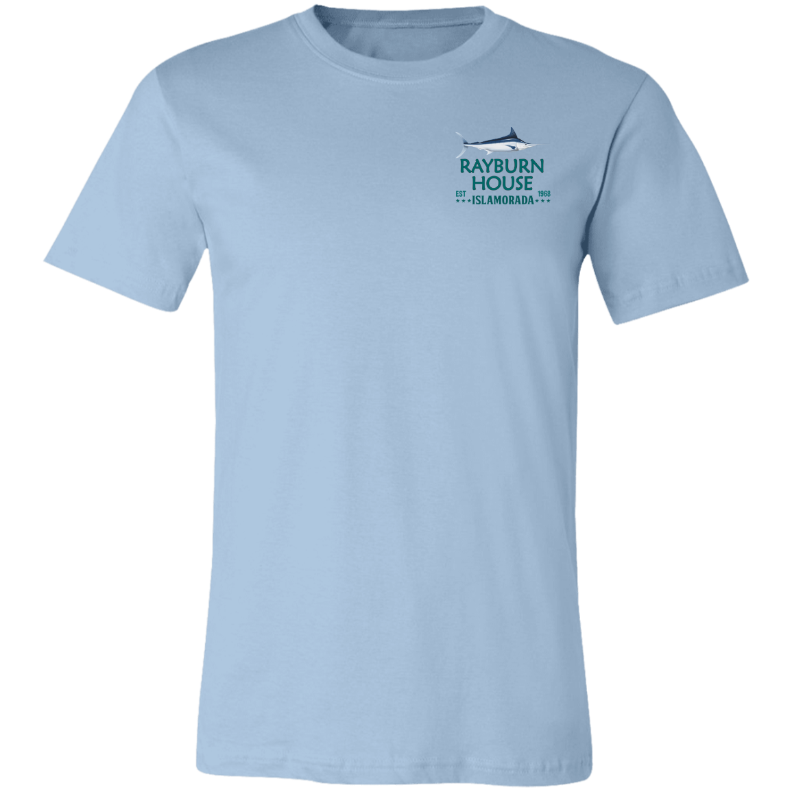 Rayburn House EST 1968 T-Shirt Islamorada Florida Bloodline Light Blue