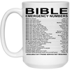 Bible Emergency Numbers 15 oz. White Coffee Mug - New