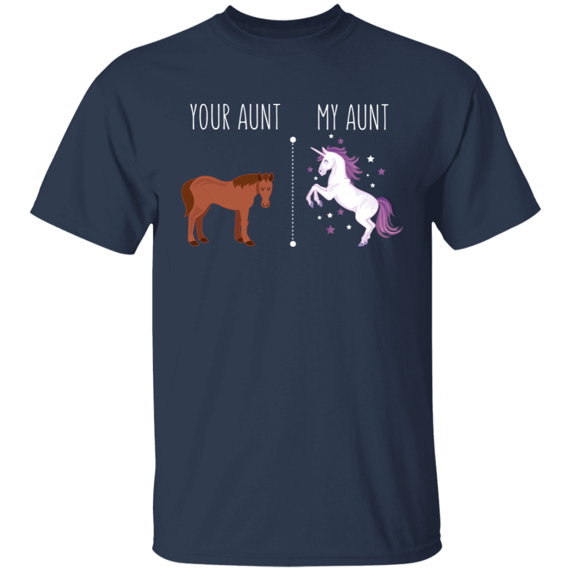 Your Aunt My Aunt Horse Unicorn Youth T-Shirt Navy