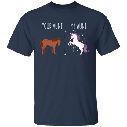 Your Aunt My Aunt Horse Unicorn Youth T-Shirt Navy