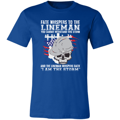 Lineman T-Shirt I Am The Storm Lineman Shirt True Royal