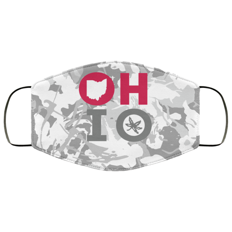 OHIO White Camo 3-Layered Face Mask, OH IO - Love Family & Home