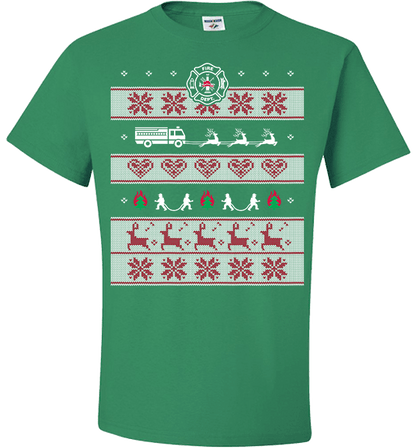 Firefighters Christmas Standard Fit T Green