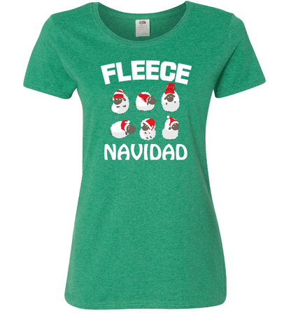 Fleece Navidad Ladies T Green