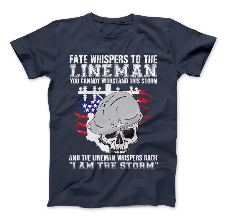 Lineman T-Shirt I Am The Storm Lineman Shirt Navy