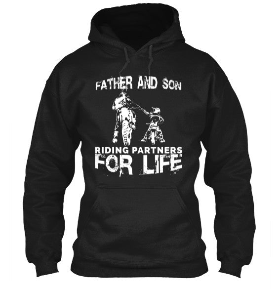 Father And Son Riding Partners For Life T-Shirt Motocross Supercross Dirt Bikes Hoodie Black