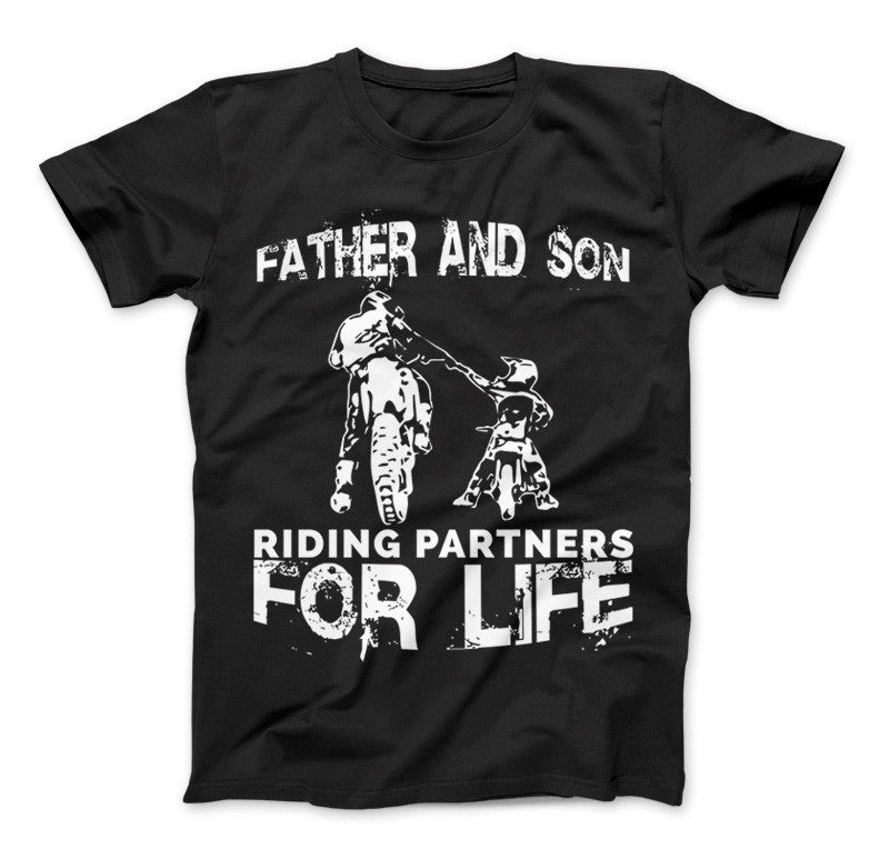 Father And Son Riding Partners For Life T-Shirt Motocross Supercross Dirt Bikes Standard T Black