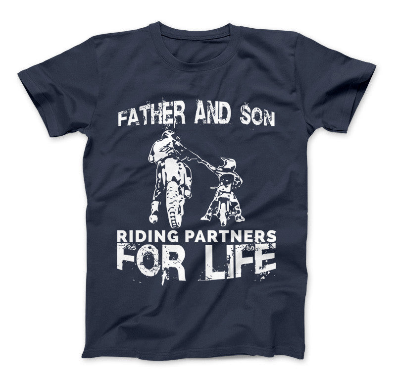 Father And Son Riding Partners For Life T-Shirt Motocross Supercross Dirt Bikes Standard T Navy