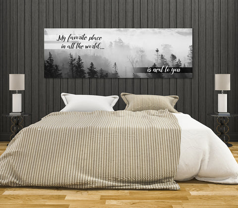 Image of My Favorite Place In All The World Is Next To You Framed Canvas Wall Art Couples Above The Bed Decor - Love Family & Home