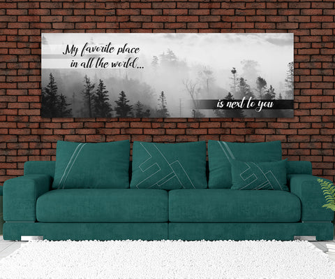 Image of My Favorite Place In All The World Is Next To You Framed Canvas Wall Art Couples Above The Bed Decor - Love Family & Home