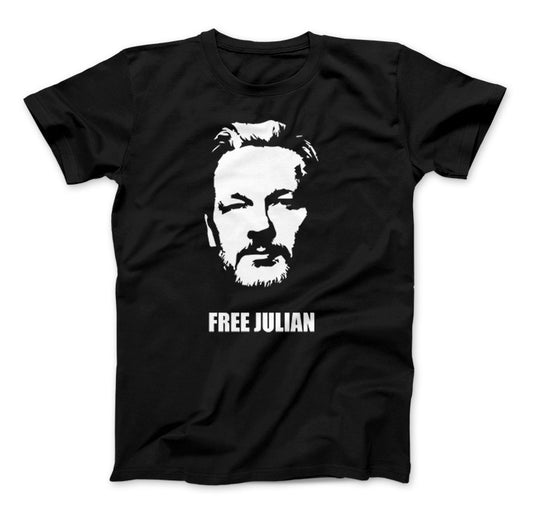Free Julian Assange Print Wikileaks T-Shirt Political Standard T Black