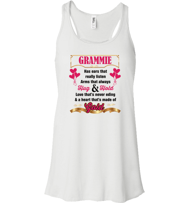 Grammie Hug and Hold Heart Made Of Gold T-Shirts And Apparel White Bella Flowy Tank