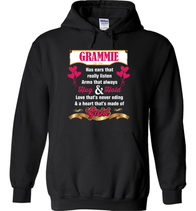 Grammie Hug and Hold Heart Made Of Gold T-Shirts And Apparel Black Hoodie