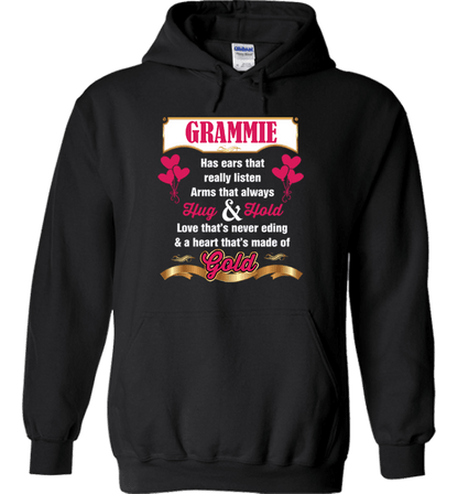 Grammie Hug and Hold Heart Made Of Gold T-Shirts And Apparel Black Hoodie