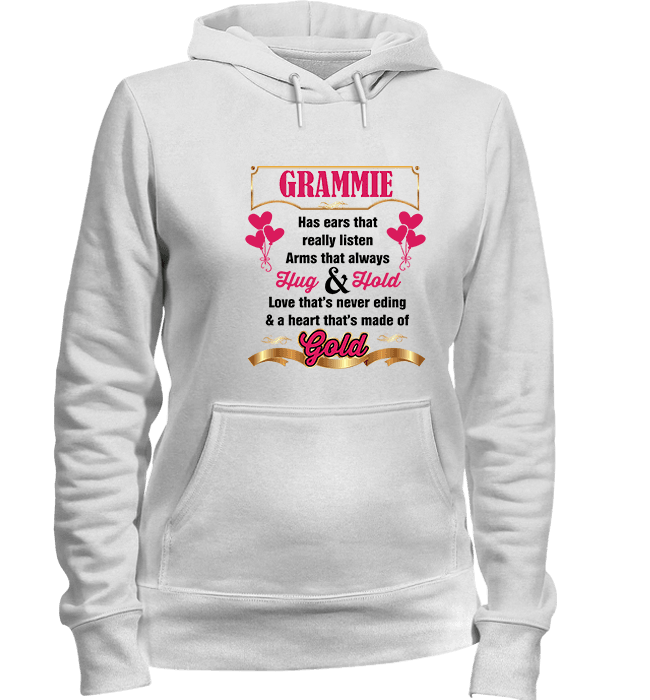 Grammie Hug and Hold Heart Made Of Gold T-Shirts And Apparel White Hoodie