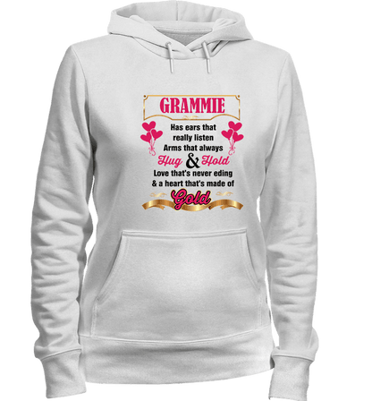 Grammie Hug and Hold Heart Made Of Gold T-Shirts And Apparel White Hoodie