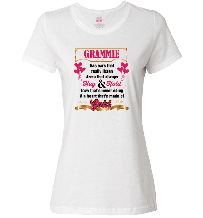 Grammie Hug and Hold Heart Made Of Gold T-Shirts And Apparel White Ladies T