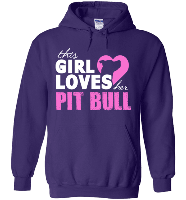 This Girl Loves Her Pit Bull Apparel - Perfect For Anyone who Loves Their Pit Bull! Purple Hoodie