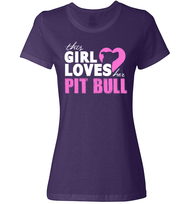 This Girl Loves Her Pit Bull Apparel - Perfect For Anyone who Loves Their Pit Bull! Purple Ladies T