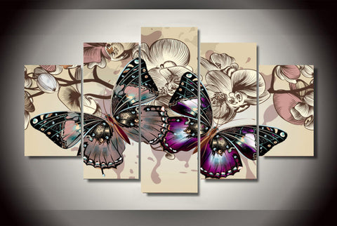 Butterflies In Motion 5-Piece Wall Art Canvas - Love Family & Home
