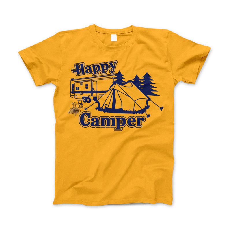 Happy Camper Shirt For Camping Hiking And Outdoor Enthusiast Gold Standard T