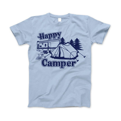 Happy Camper Shirt For Camping Hiking And Outdoor Enthusiast Light Blue Standard T