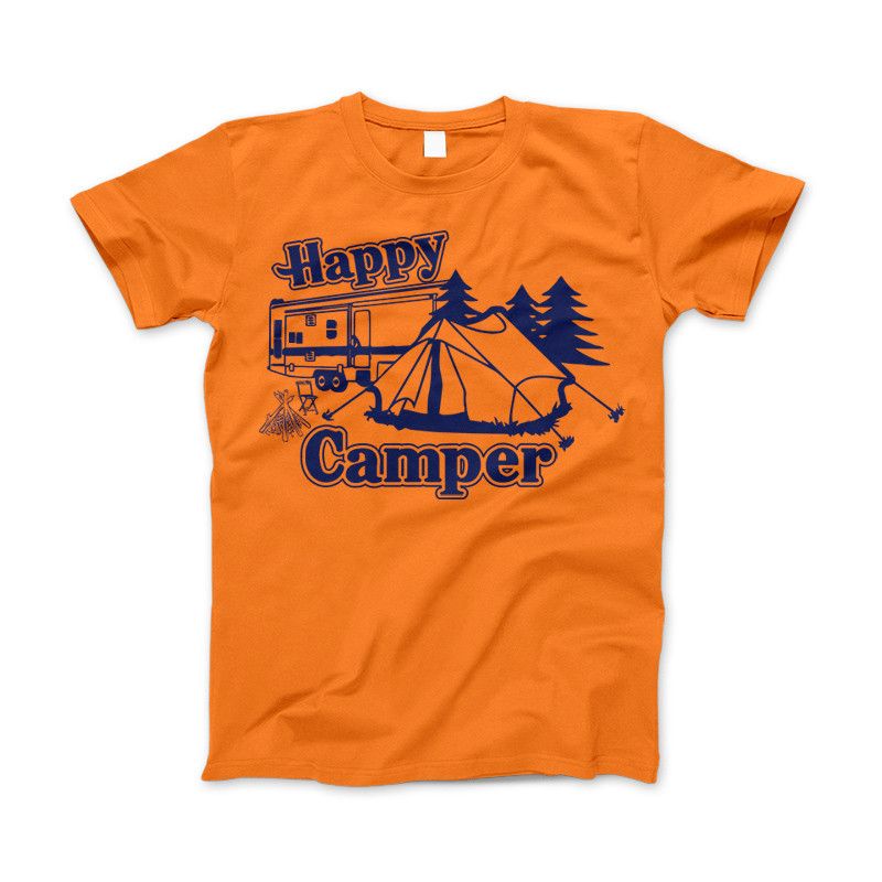 Happy Camper Shirt For Camping Hiking And Outdoor Enthusiast Tennessee Orange Standard T
