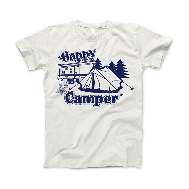 Happy Camper Shirt For Camping Hiking And Outdoor Enthusiast White Standard T