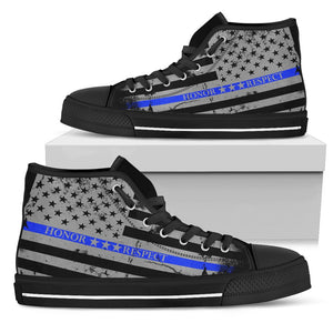 Honor Respect Thin Blue Line Men's Shoes - Men's High Top - Love Family & Home