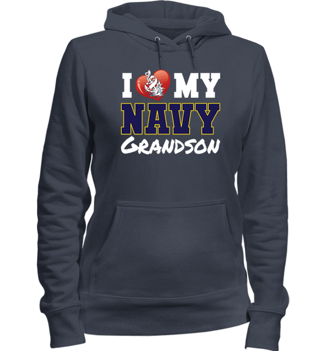 I Love My Navy Grandson Apparel (Can Be Customized) Hoodie Navy