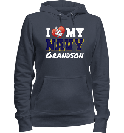 I Love My Navy Grandson Apparel (Can Be Customized) Hoodie Navy