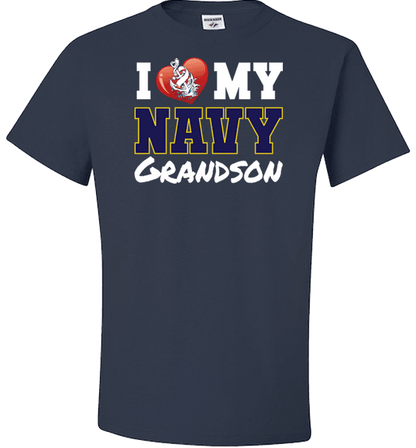 I Love My Navy Grandson Apparel (Can Be Customized) Standard Fit T Black