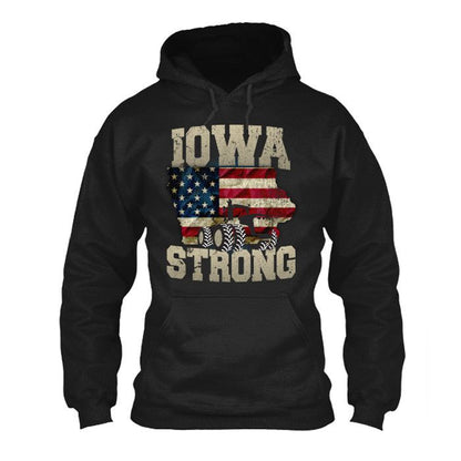 Iowa Farm Strong Farm Limited Edition Print Iowa State Farming T-Shirt & Apparel Hoodie Black
