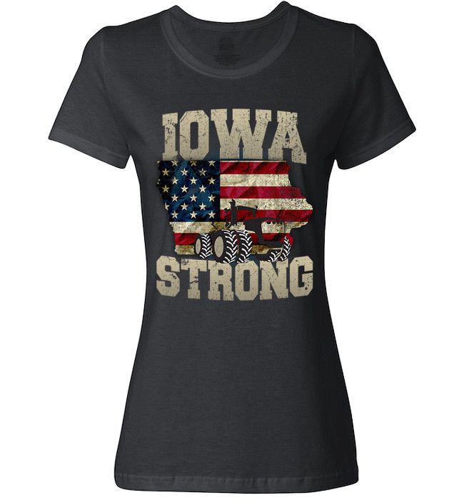 Iowa Farm Strong Farm Limited Edition Print Iowa State Farming T-Shirt & Apparel Ladies Fitted T Black