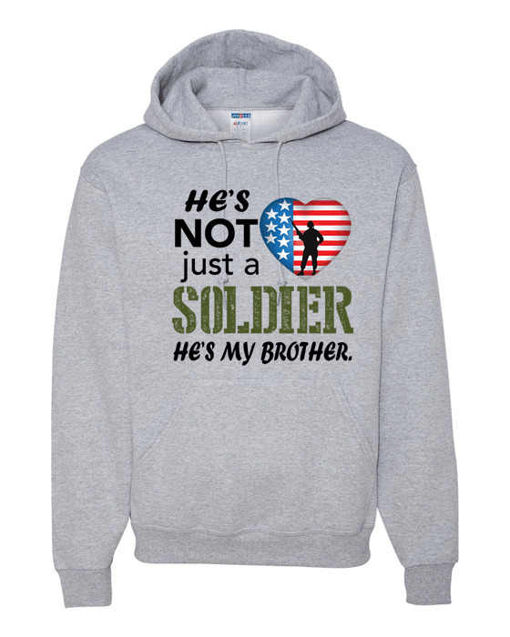 He's Not Just A Soldier He's My Brother Apparel (CAN BE PERSONALIZED) Hoodie Heather