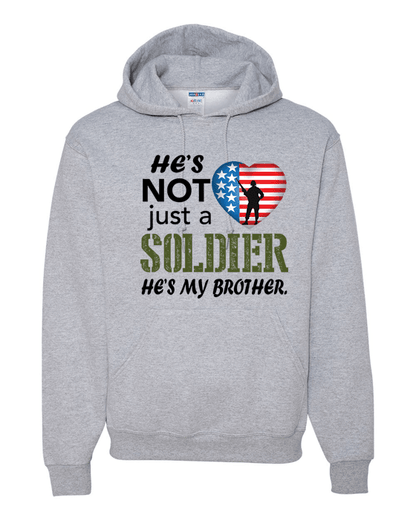 He's Not Just A Soldier He's My Brother Apparel (CAN BE PERSONALIZED) Hoodie Heather