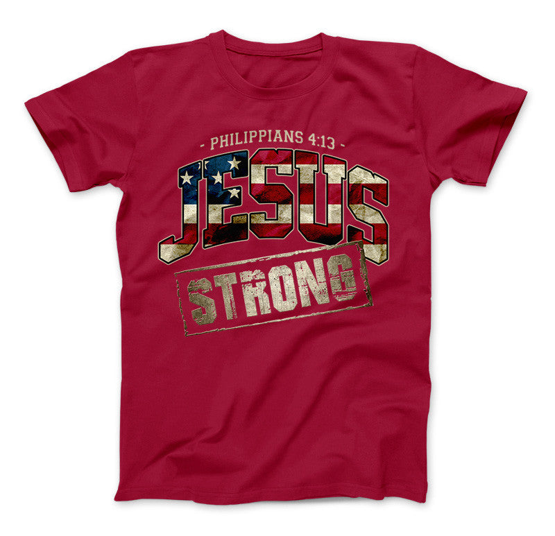 Jesus Strong Philippians 4:13 Limited Edition Print T-Shirt & Apparel Standard T Red