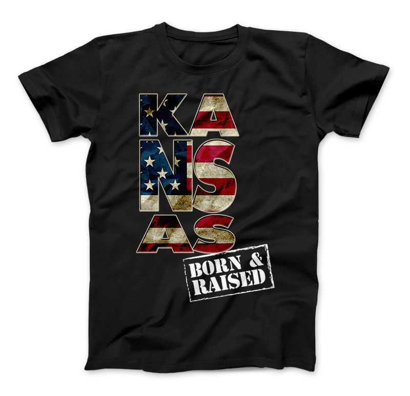 Kansas Born & Raised Limited Edition Print T-Shirt & Apparel Standard T Black