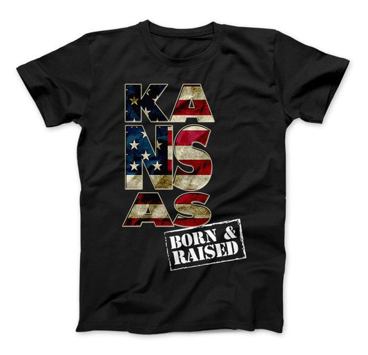 Kansas Born & Raised Limited Edition Print T-Shirt & Apparel Standard T Black