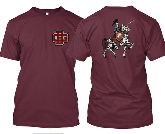 Bell Gardens California BG Logo Lancer On Back T-Shirt Maroon Standard T