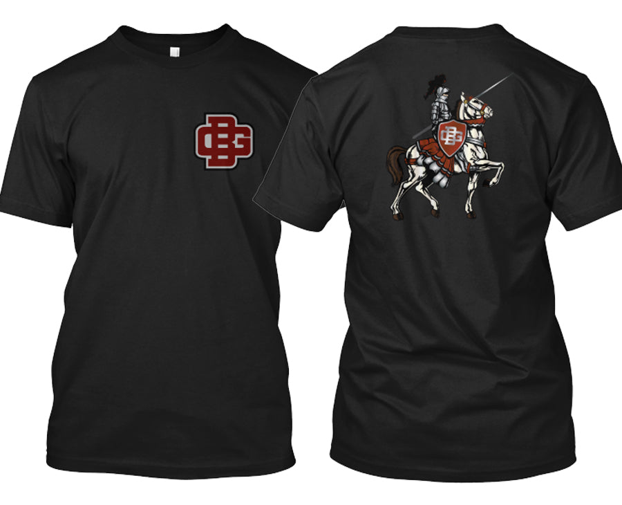 Bell Gardens California BG Logo Lancer On Back T-Shirt Black Standard T