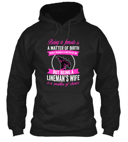 Being A Lineman's Wife T-Shirt & Apparel Hoodie Black