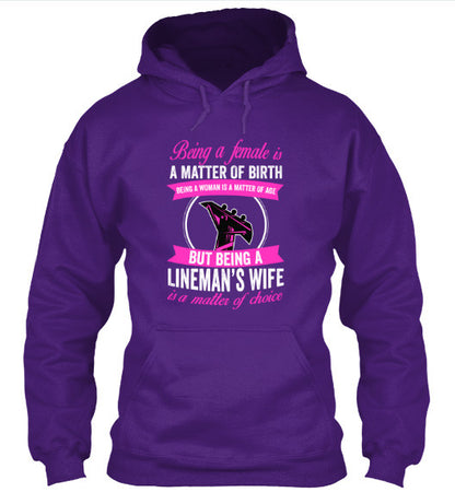 Being A Lineman's Wife T-Shirt & Apparel Hoodie Purple