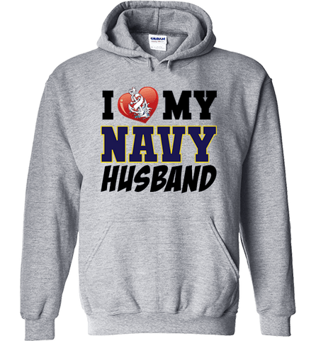 Image of I Love My Navy Husband Proud Navy Wife Apparel - Love Family & Home